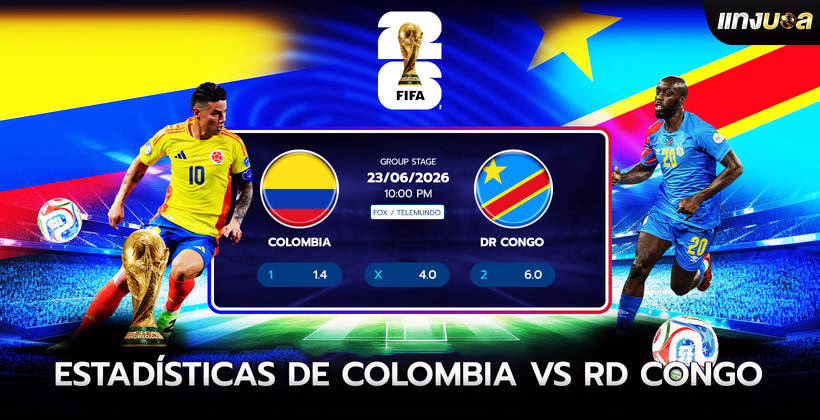 Estadísticas de Colombia vs RD Congo