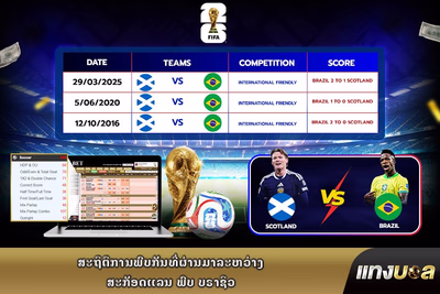 ສະຖິຕິການພົບກັນທີ່ຜ່ານມາລະຫວ່າງ ສະກັອດແລນ ພົບ ບຣາຊິວ