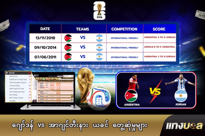 ဂျော်ဒန် vs အာဂျင်တီးနား ယခင် တွေ့ဆုံမှုများ