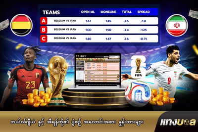 ဘယ်လ်ဂျီယံ နှင့် အီရန်တို့၏ ပွဲစဉ် အလောင်းအစား နှုန်းထားများ