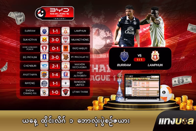 ယနေ့ ထိုင်းလိဂ် ၁ ဘောလုံးပွဲစဉ်ဇယား