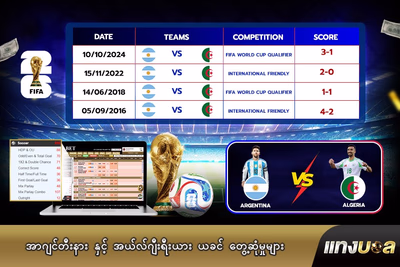 အာဂျင်တီးနား နှင့် အယ်လ်ဂျီးရီးယား ယခင် တွေ့ဆုံမှုများ