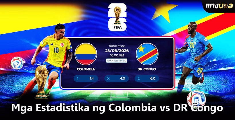 Mga Estadistika ng Colombia vs DR Congo