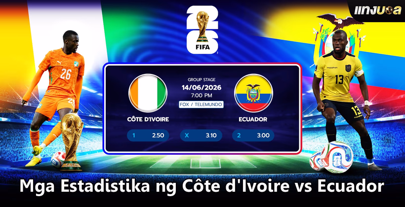 Mga Estadistika ng Côte d'Ivoire vs Ecuador