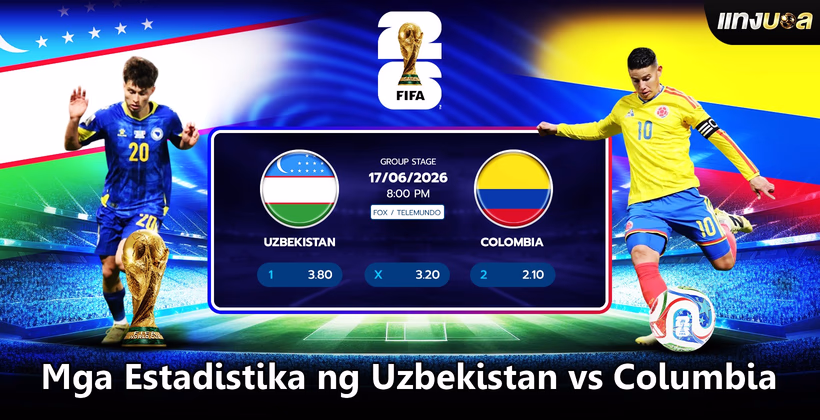 Mga Estadistika ng Uzbekistan vs Colombia